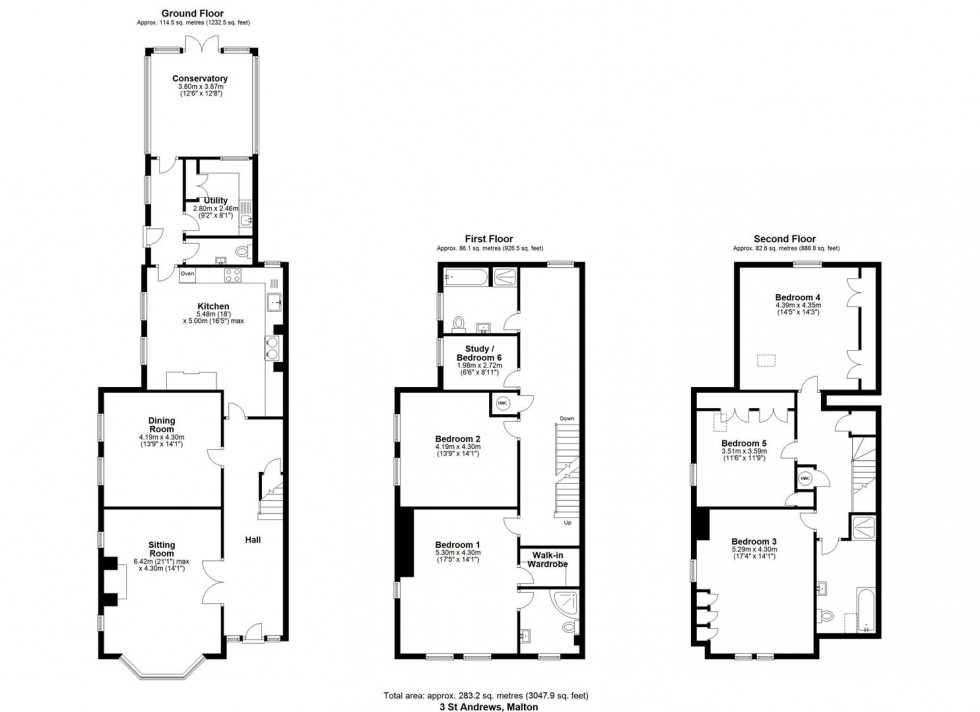 Floorplan for 3 St Andrews, Castle Howard Road, Malton, North Yorkshire YO17 7AY