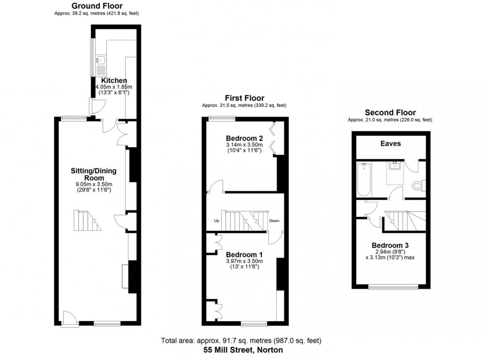 Floorplan for 55 Mill Street, Norton, Malton, North Yorkshire, YO17 7JJ