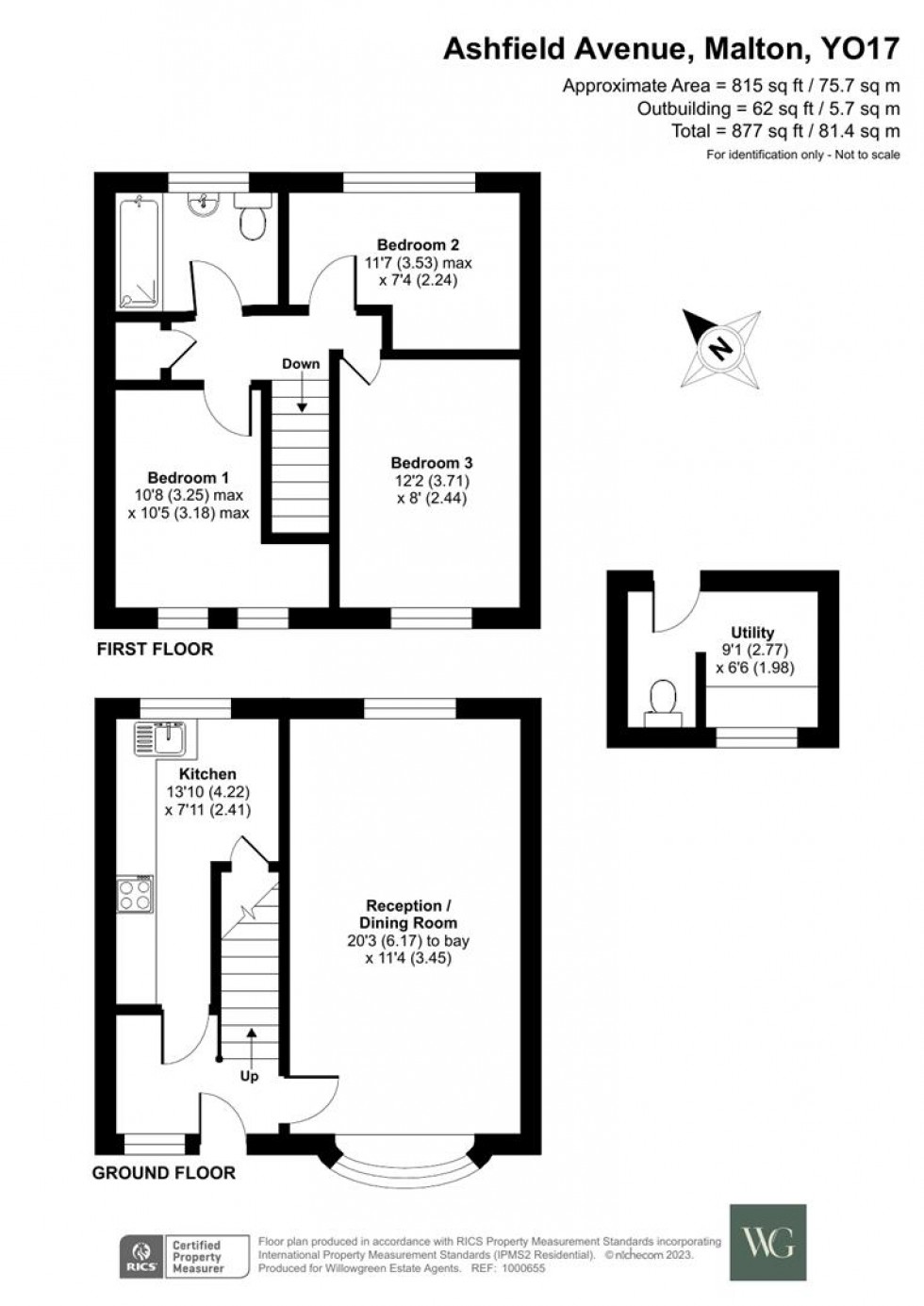 Floorplan for 45 Ashfield Avenue, Malton, North Yorkshire YO17 7LE