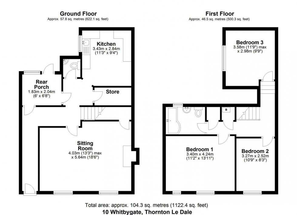 Floorplan for 10 Whitbygate, Thornton-Le-Dale, Pickering, North Yorkshire YO18 7RY