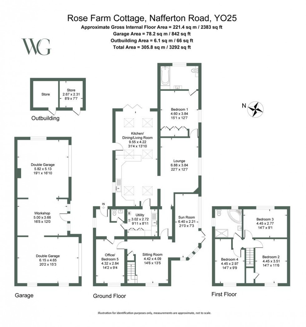 Floorplan for Rose Farm Cottage, Nafferton Road, Wansford, Driffield, YO25 8NT