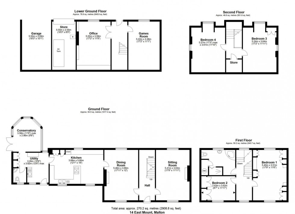 Floorplan for Cliff House, 14 East Mount, Malton, North Yorkshire, YO17 7EX