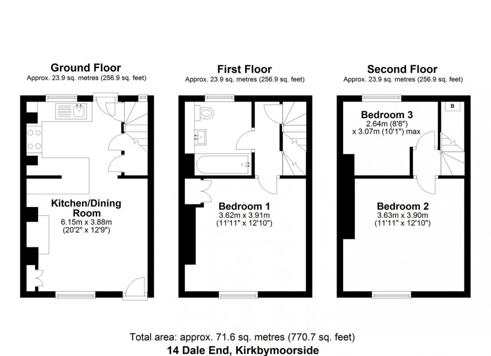 Floorplan for 14 Dale End, Kirkbymoorside, York, North Yorkshire YO62 6ED