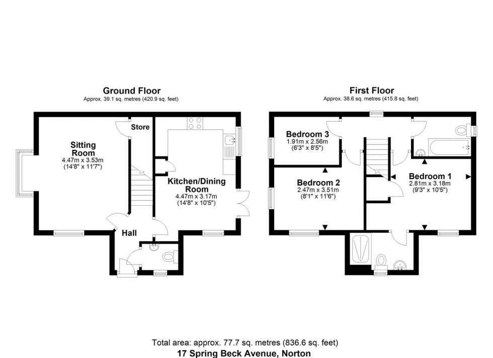 Floorplan for 17 Spring Beck Avenue, Norton, Malton, North Yorkshire YO17 9FL