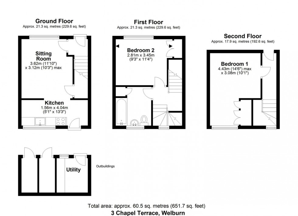 Floorplan for 3 Chapel Terrace, Welburn, North Yorkshire, YO60 7DZ